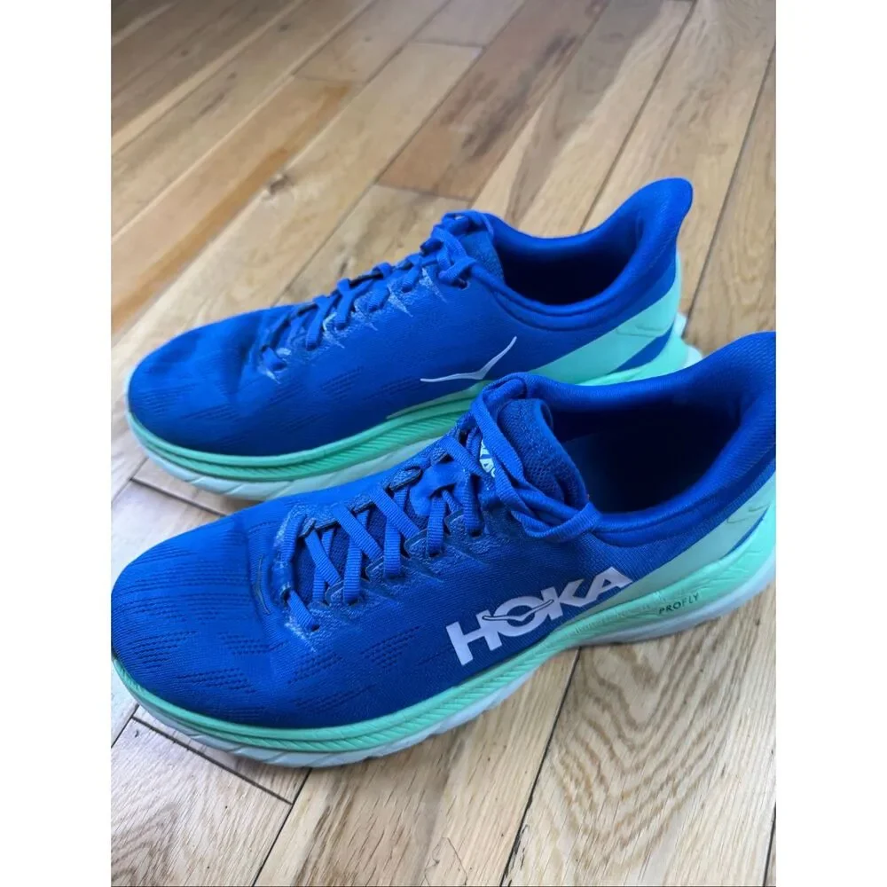 Hoka One One Mach Mens Purple Green Carbon x2 Dazzling Sneaker Size 10